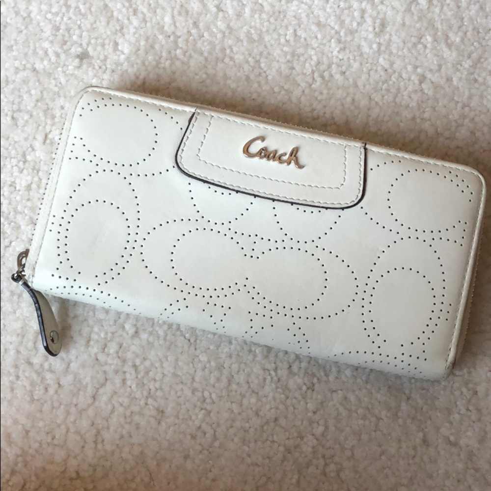 Long white leather wallet